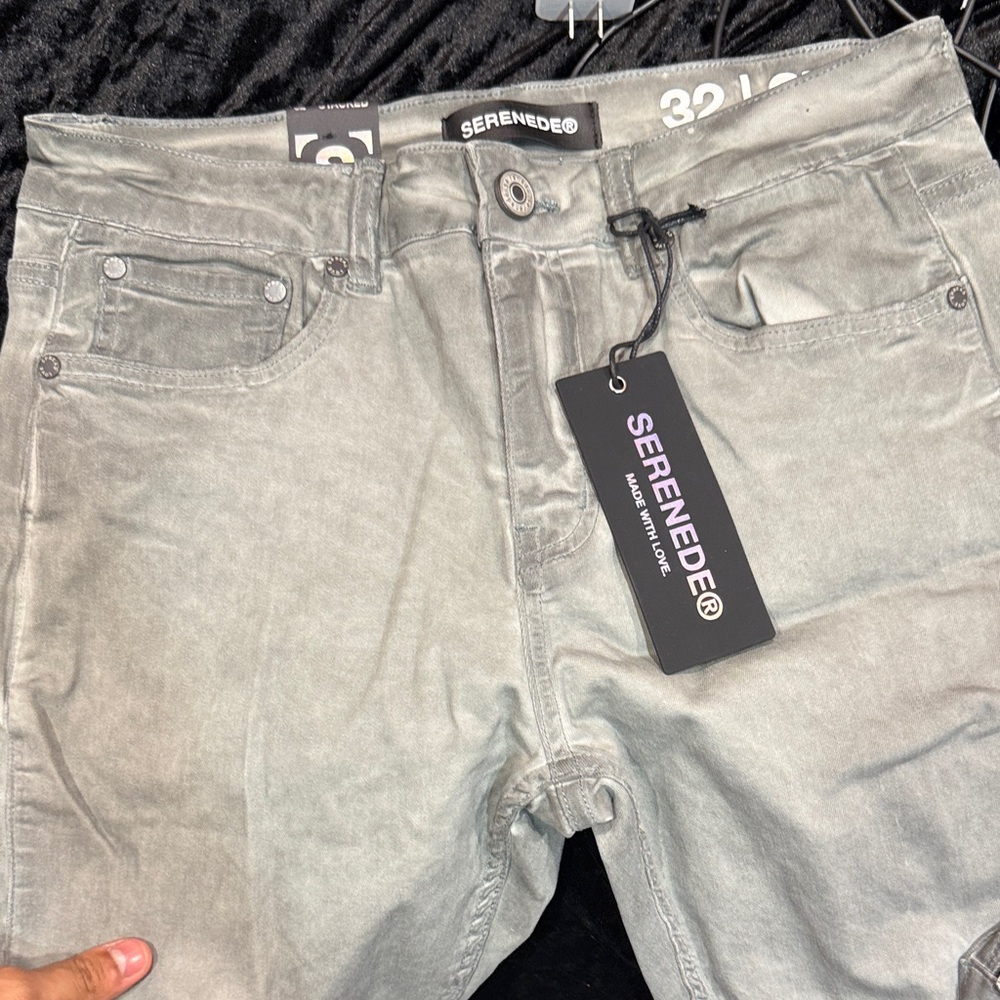 Serenede Men's Slim Fit Gray Jeans With Pockets